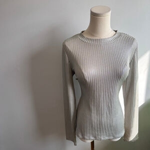 Marks & Spencer Collection Silver Ribbed Long Sleeve Top Size 12